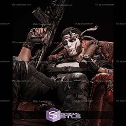 Punisher on Sofa and Weapon 3D Printer Files STL Model