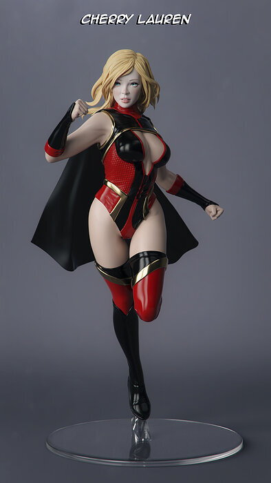 Female Superhero 3D STL Model — view 5