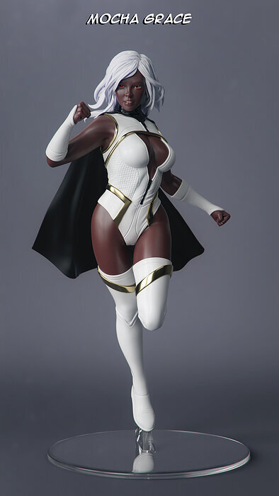 Female Superhero 3D STL Model — view 6