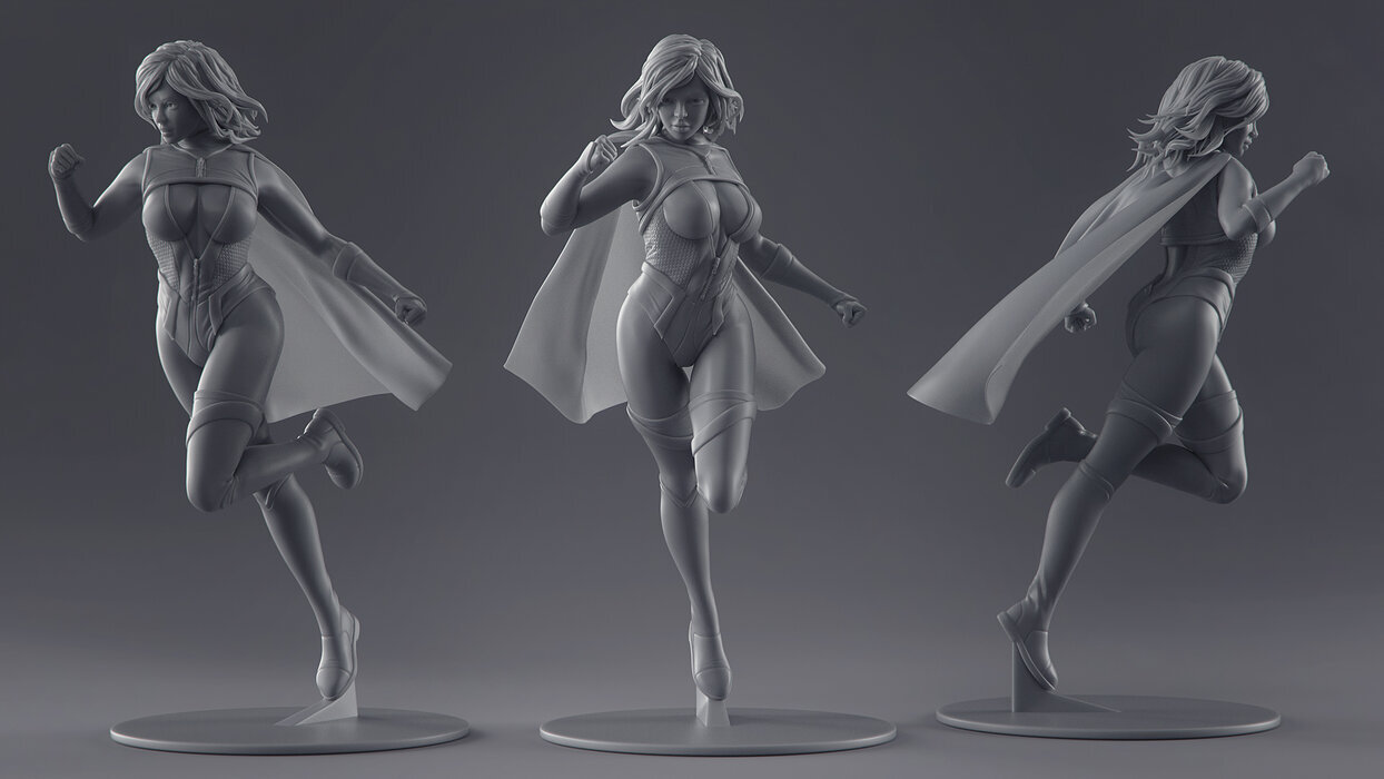 Female Superhero 3D STL Model — view 8