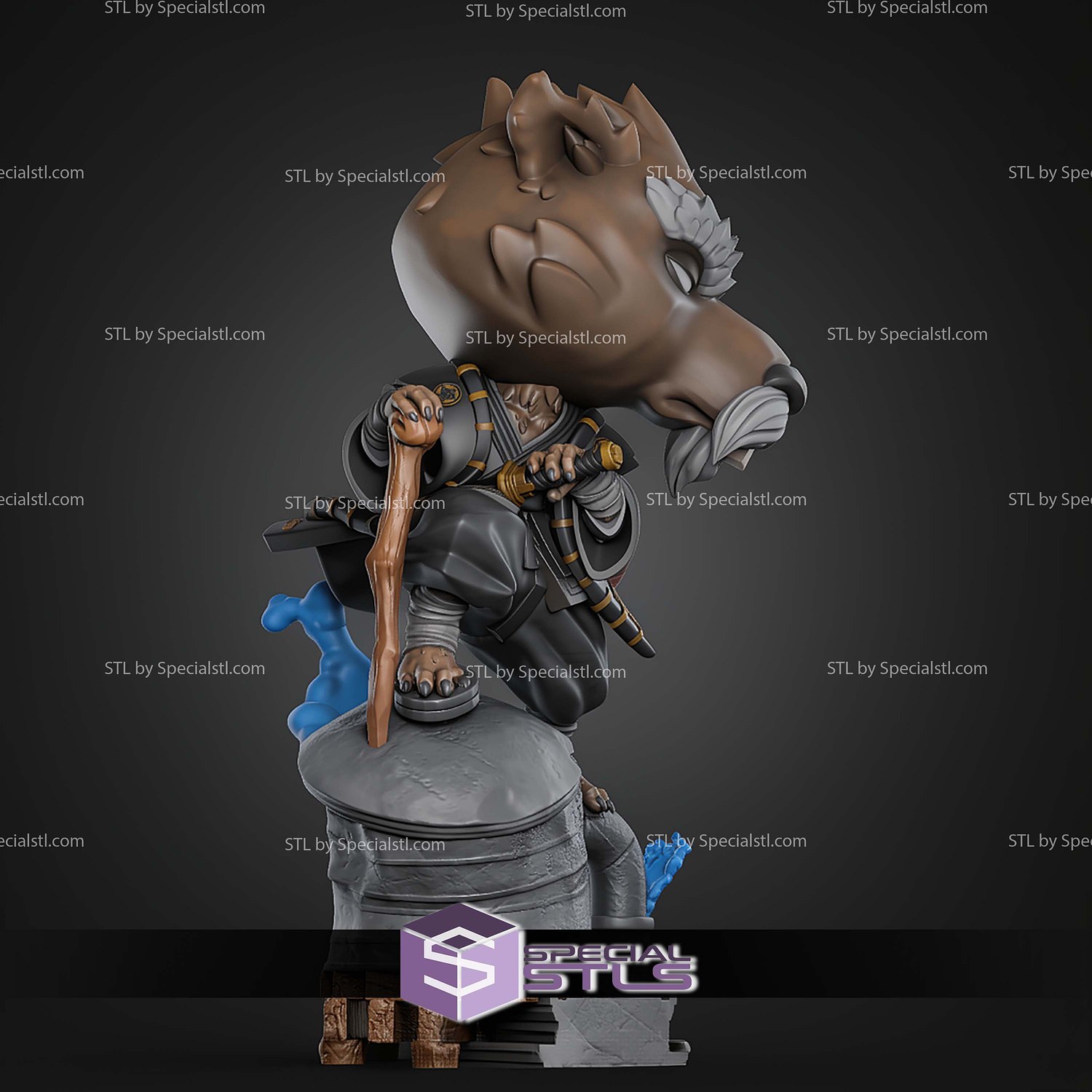 Master Splinter Chibi STL Files 3D Model — view 2