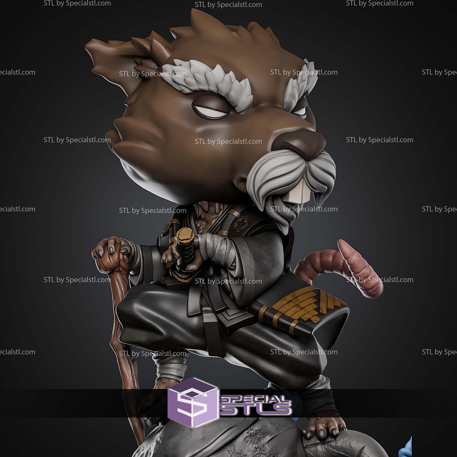 Master Splinter Chibi STL Files 3D Model — view 3