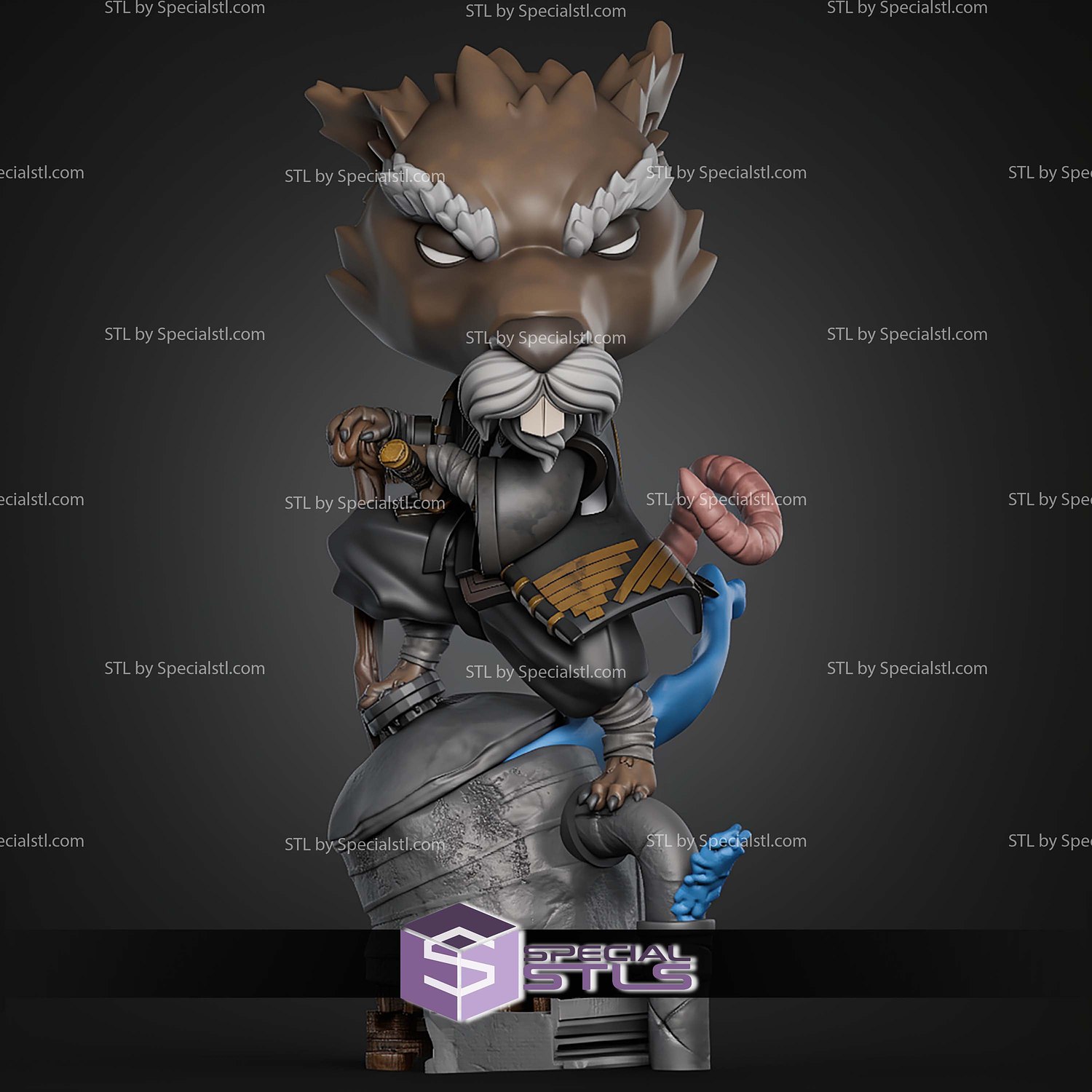 Master Splinter Chibi STL Files 3D Model — view 4