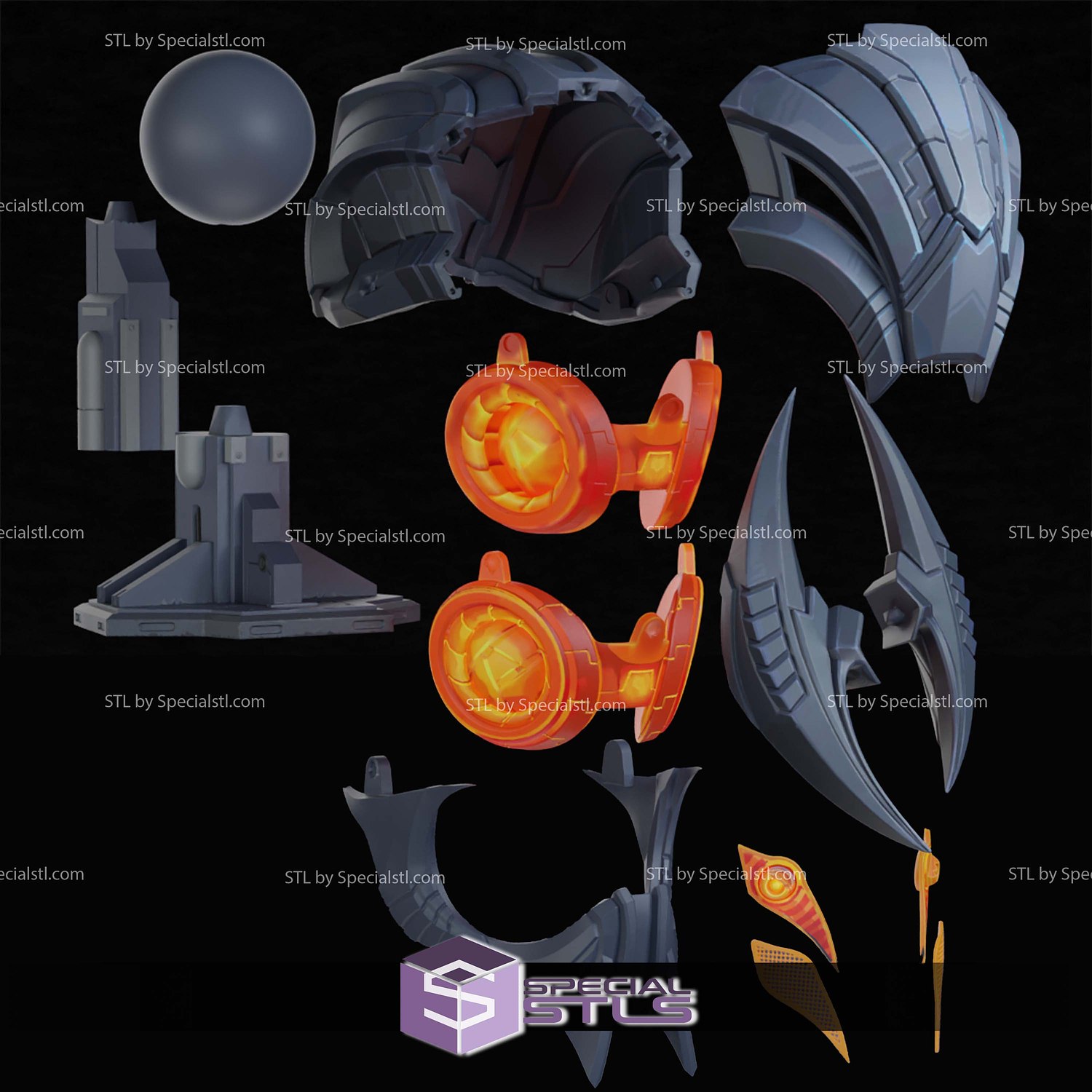 Cosplay STL Files Ultron Marvel Rivals Helmet 3D Model — view 4