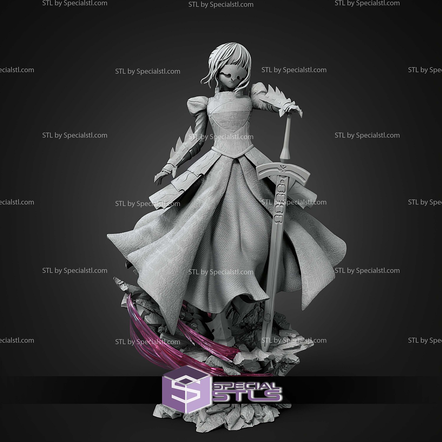 Saber Fate Series 220mm STL Files 3D Model — view 3