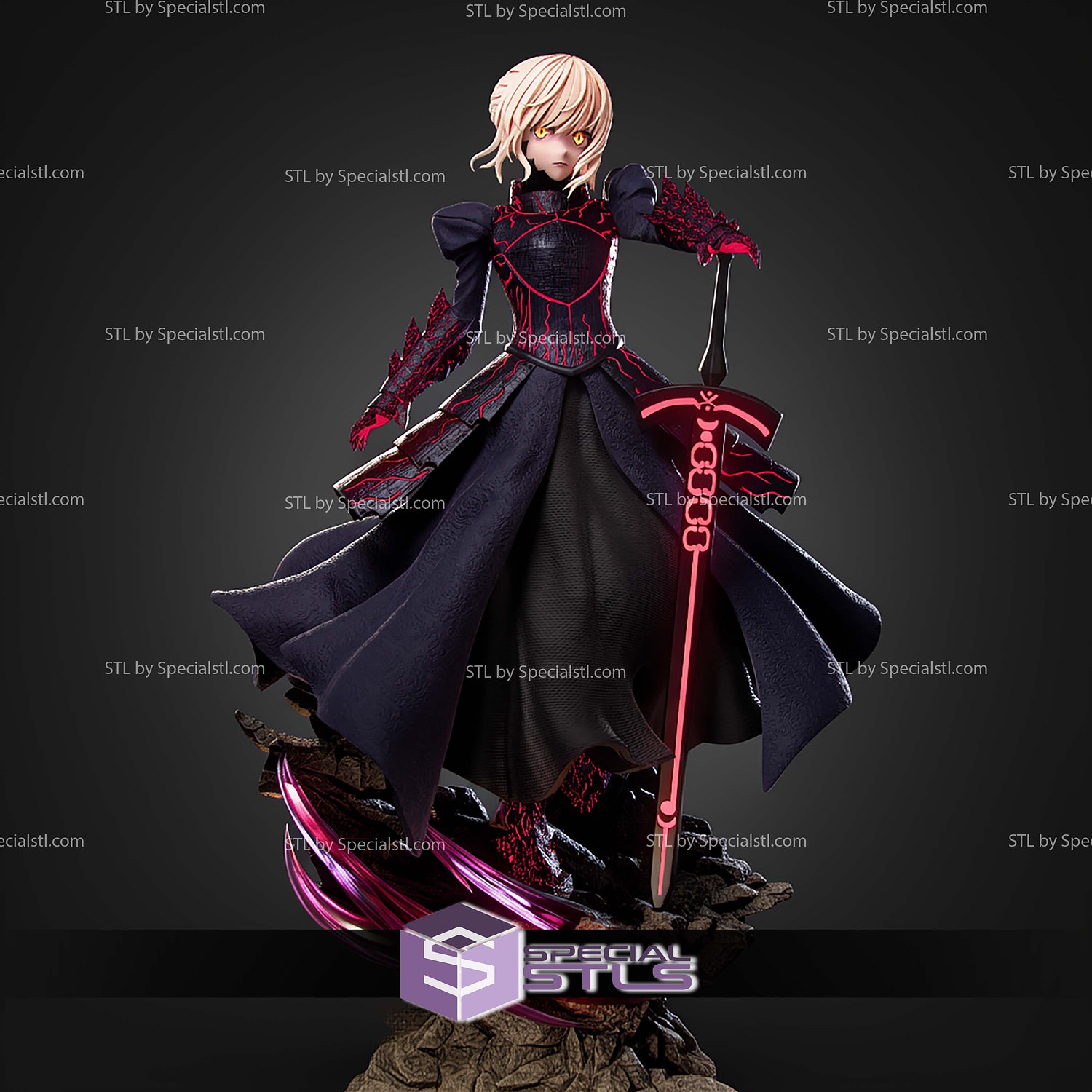 Saber Fate Series 220mm STL Files 3D Model — view 6