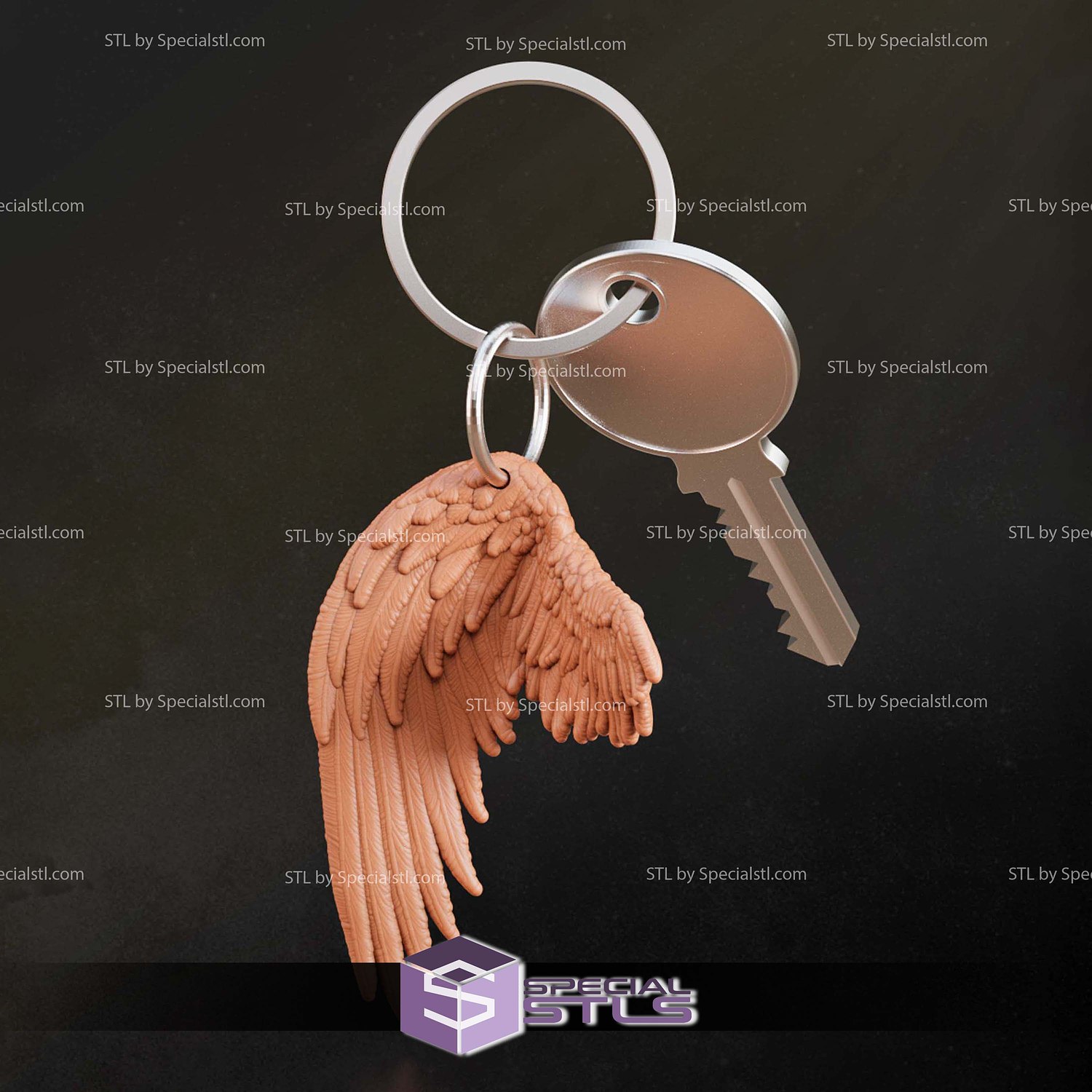 Sephiroth Wing Keychain 3D Printer Files STL Model — view 2