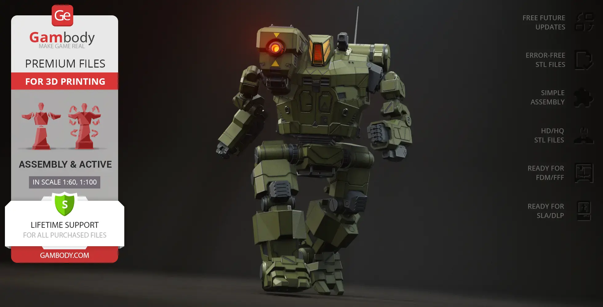 Hunchback BattleMech 3D Printer Files | Assembly + Action STL Model