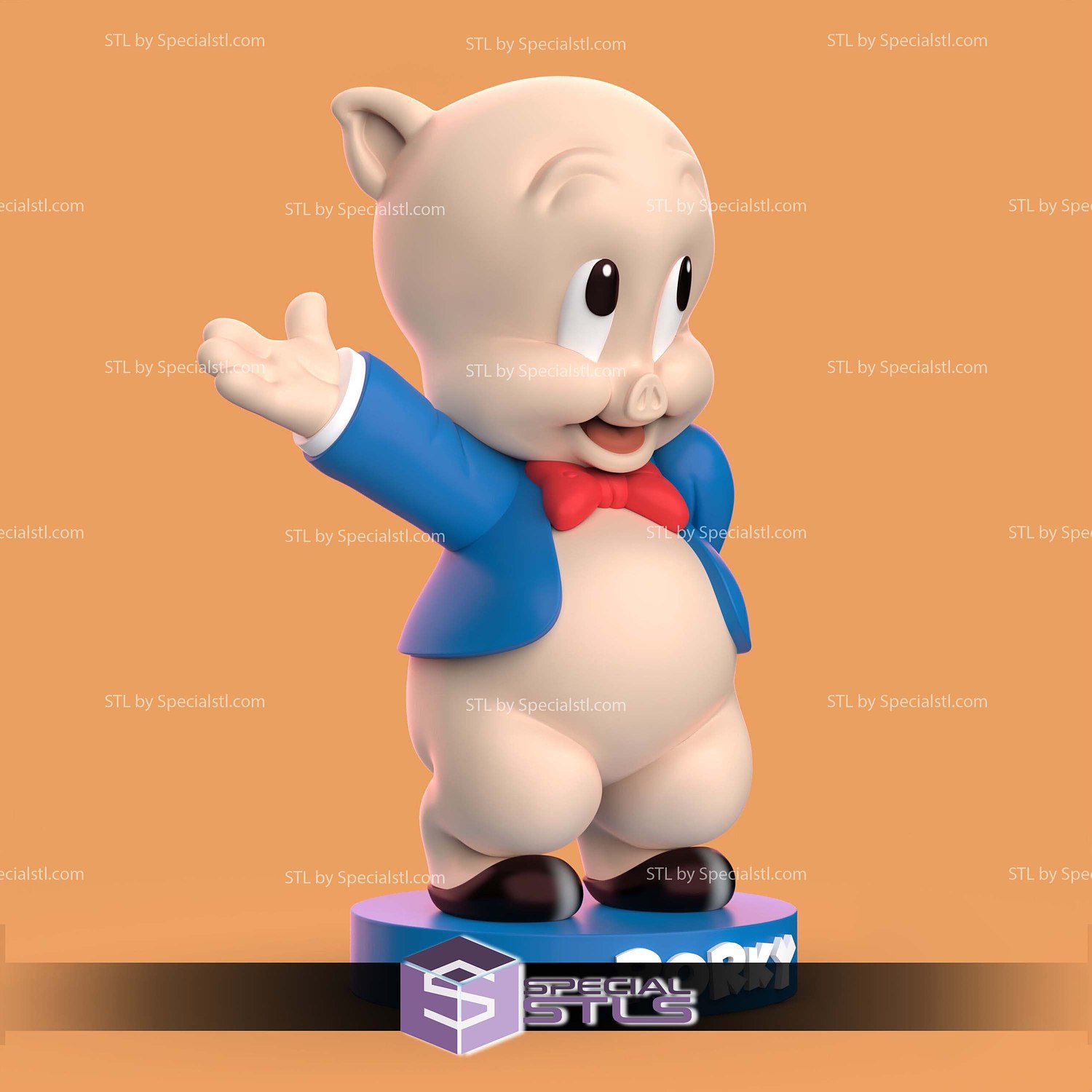 Porky Pig Looney Tunes STL Files 3D Model — view 4