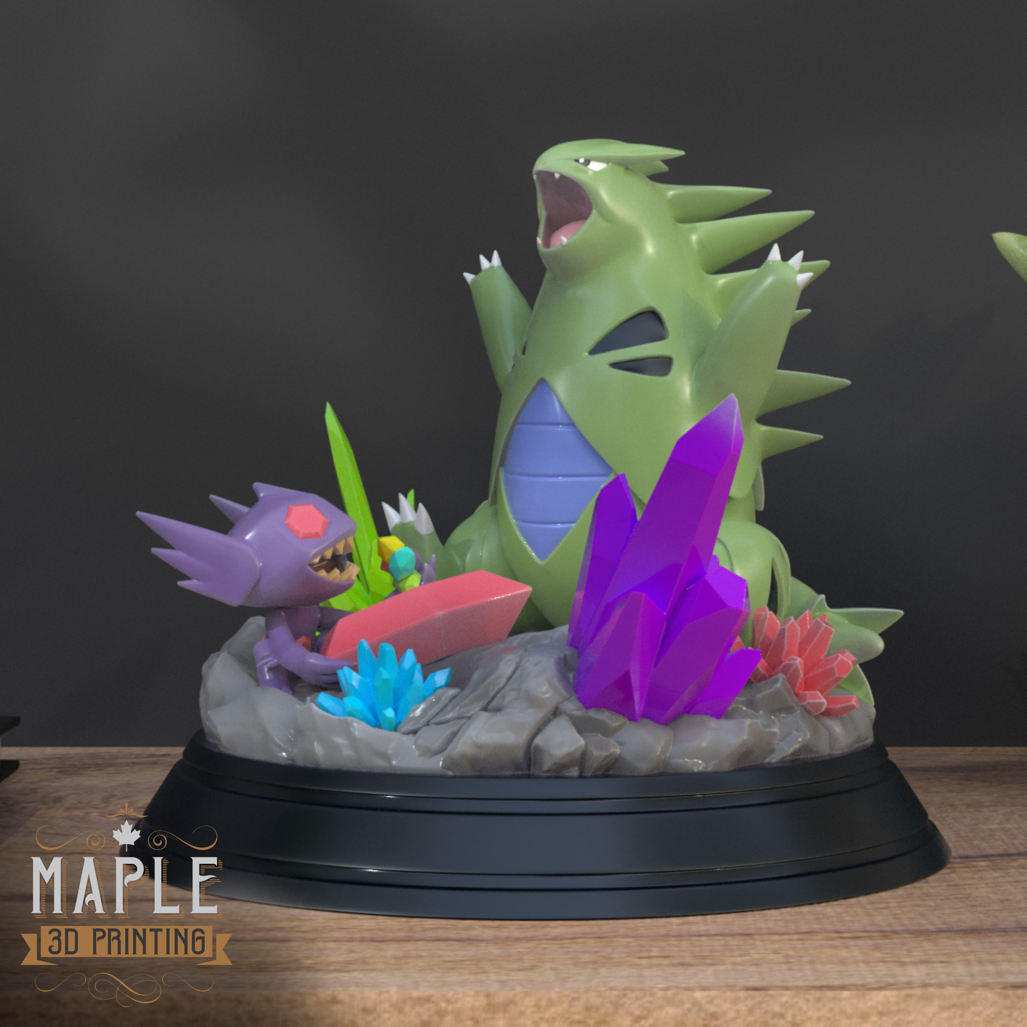Mega Sableye & Tyranitar Diorama - Pokemon - Tag Team 3D STL Model