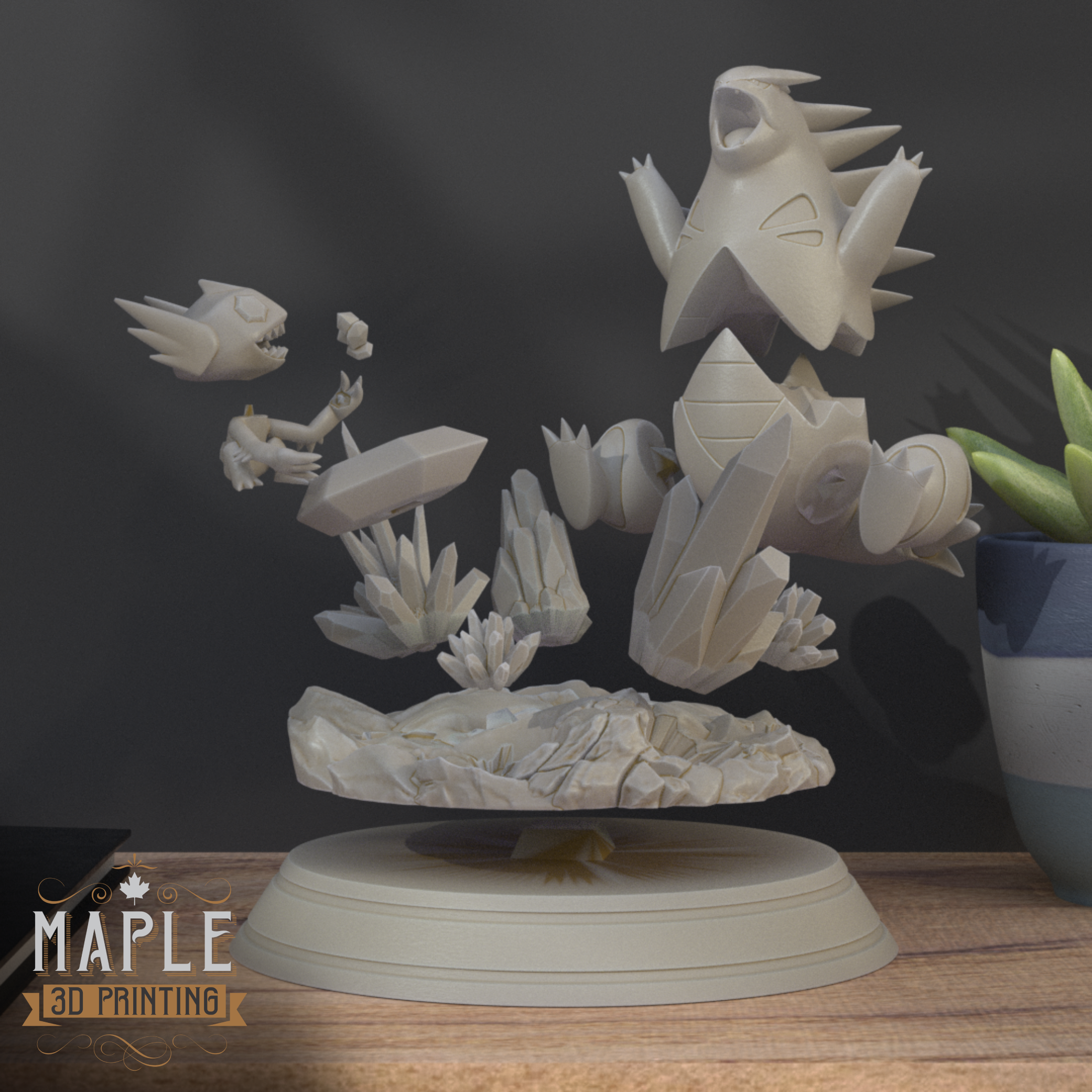 Mega Sableye & Tyranitar Diorama - Pokemon - Tag Team 3D STL Model — view 2