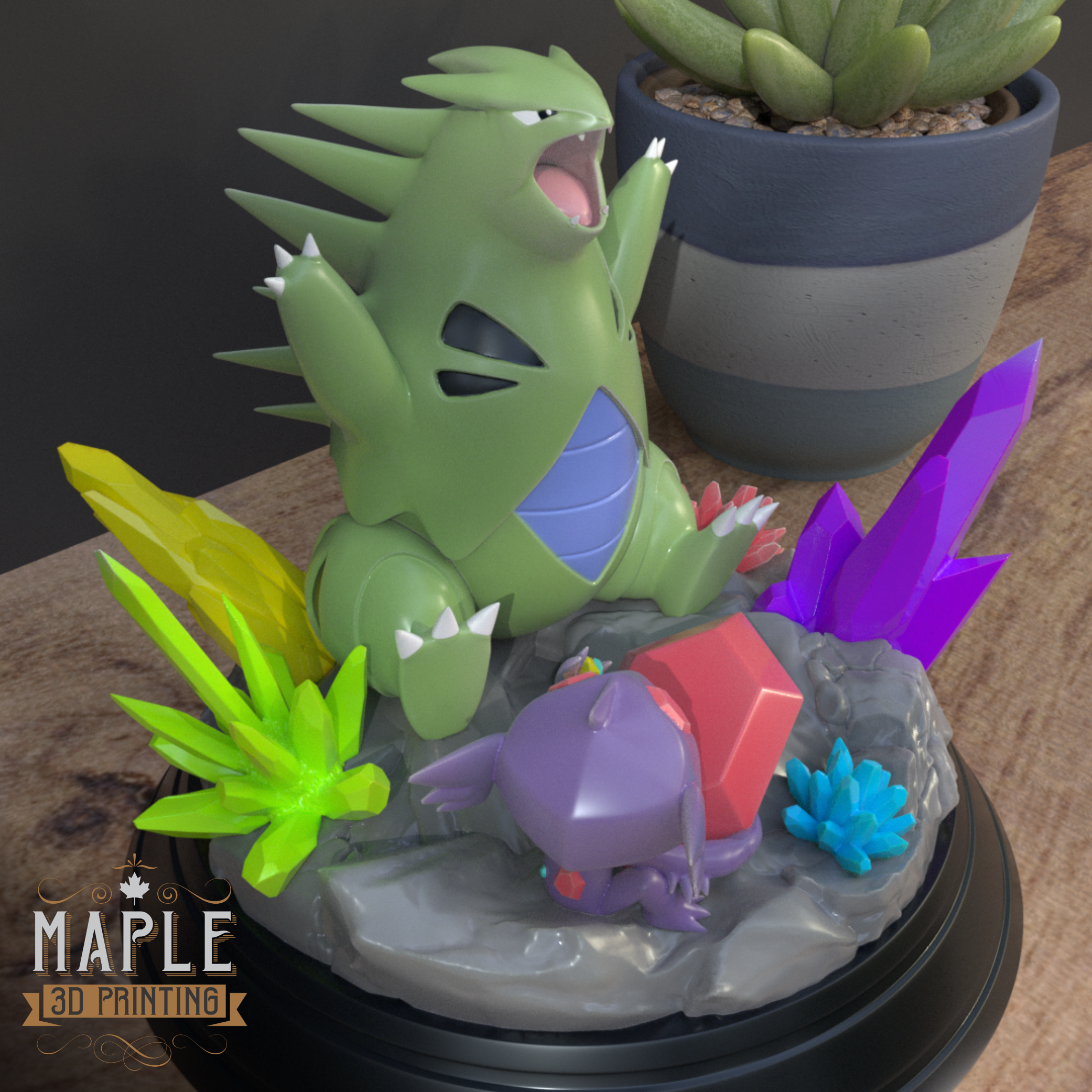 Mega Sableye & Tyranitar Diorama - Pokemon - Tag Team 3D STL Model — view 3