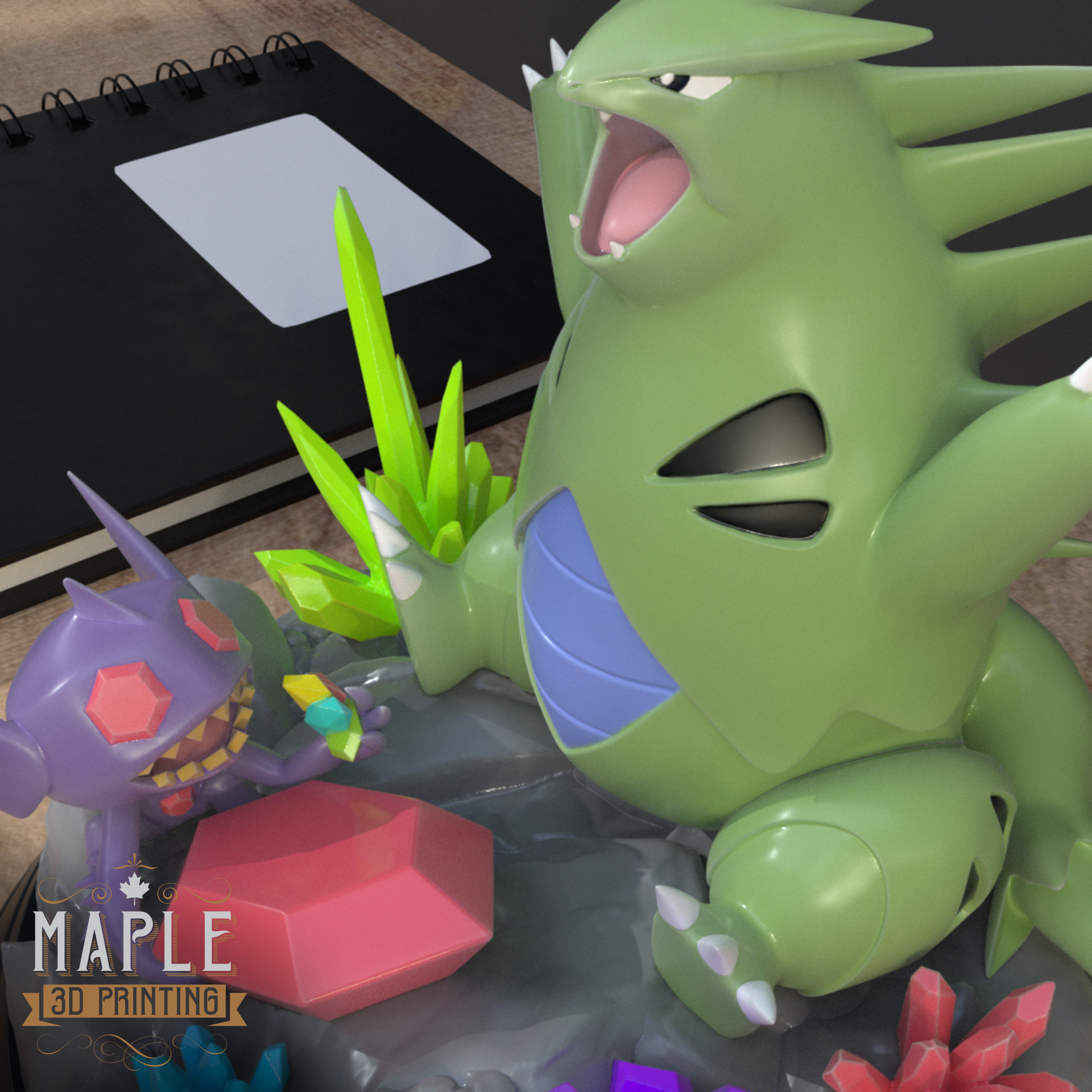 Mega Sableye & Tyranitar Diorama - Pokemon - Tag Team 3D STL Model — view 4