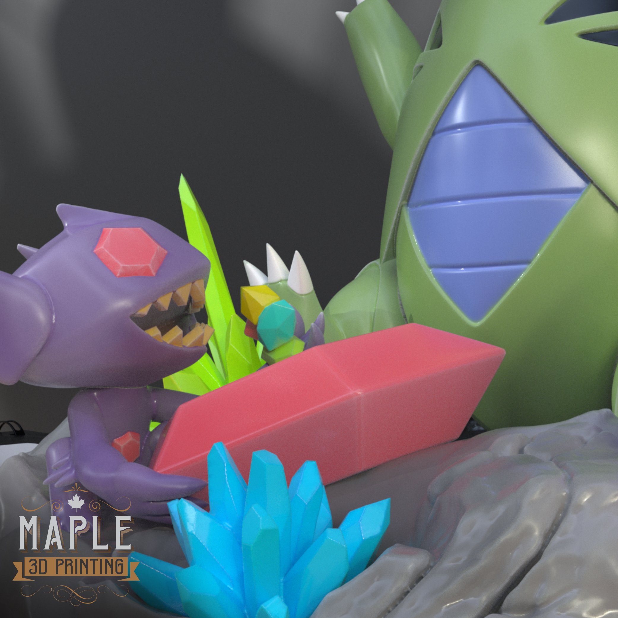 Mega Sableye & Tyranitar Diorama - Pokemon - Tag Team 3D STL Model — view 5