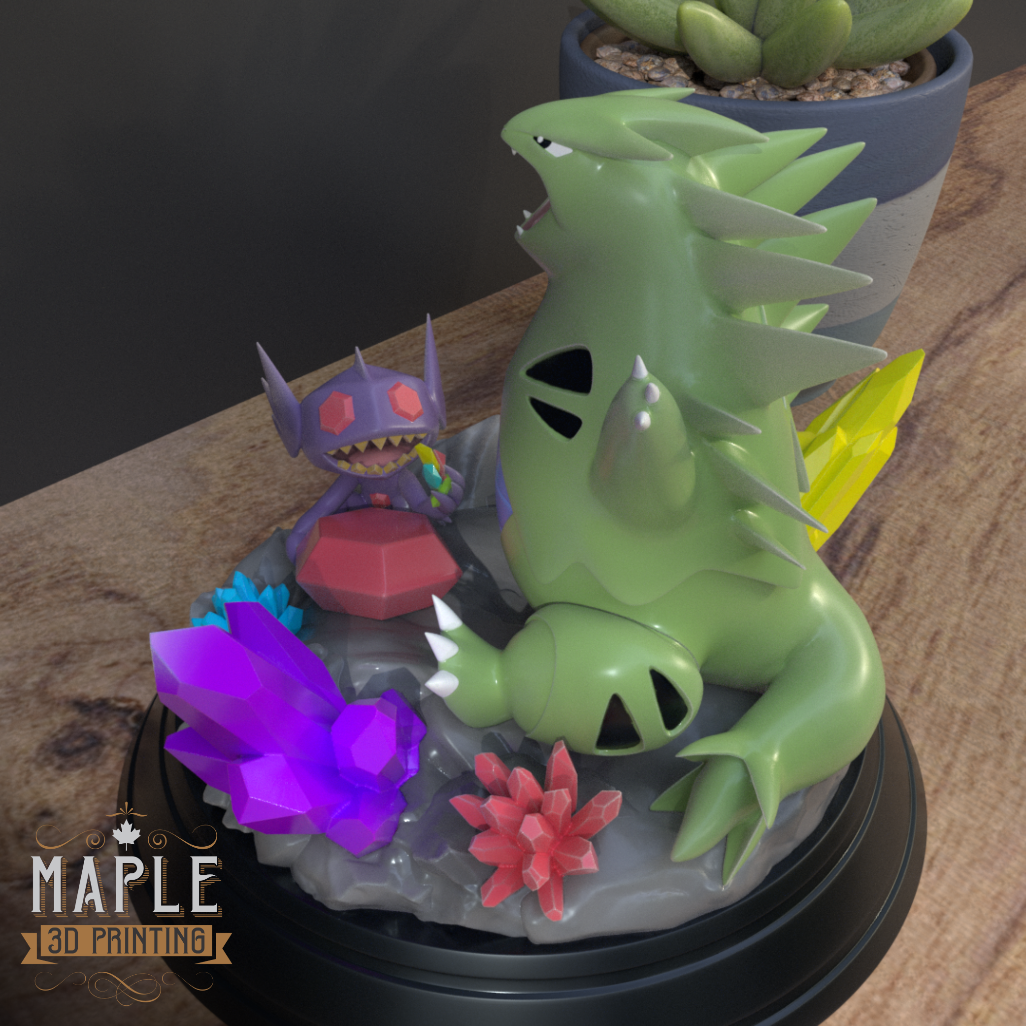 Mega Sableye & Tyranitar Diorama - Pokemon - Tag Team 3D STL Model — view 6