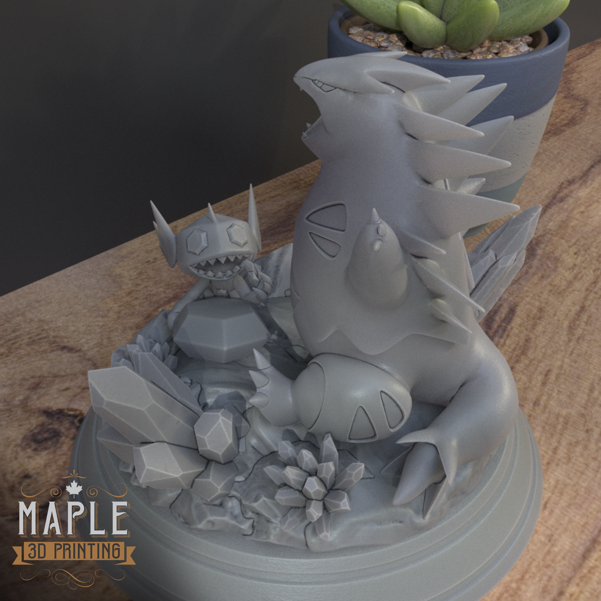Mega Sableye & Tyranitar Diorama - Pokemon - Tag Team 3D STL Model — view 7