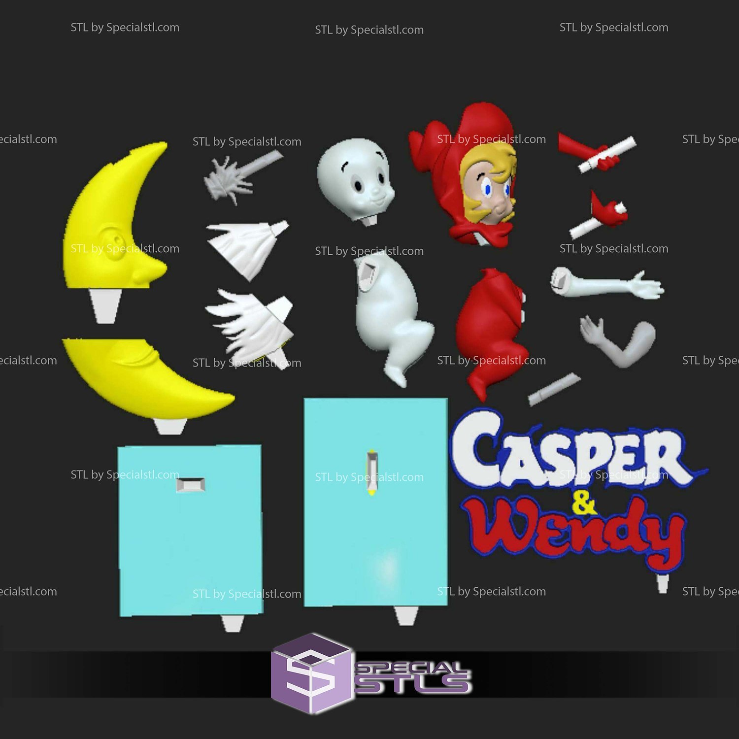 Casper and Wendy Sculptures 3D Printing STL Model — view 4