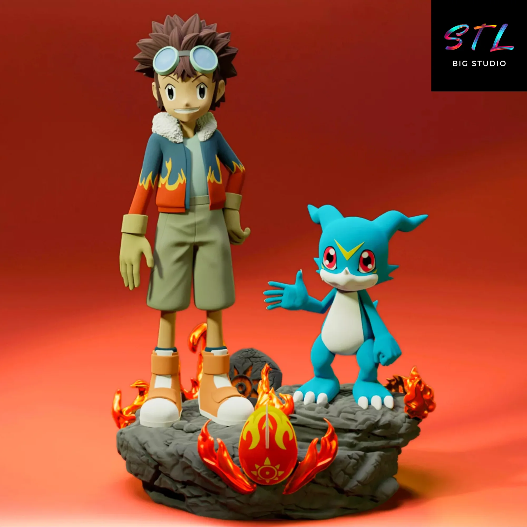 Davis and Veemon STL | 3D Printable Figure | Digimon Adventure 02 Model