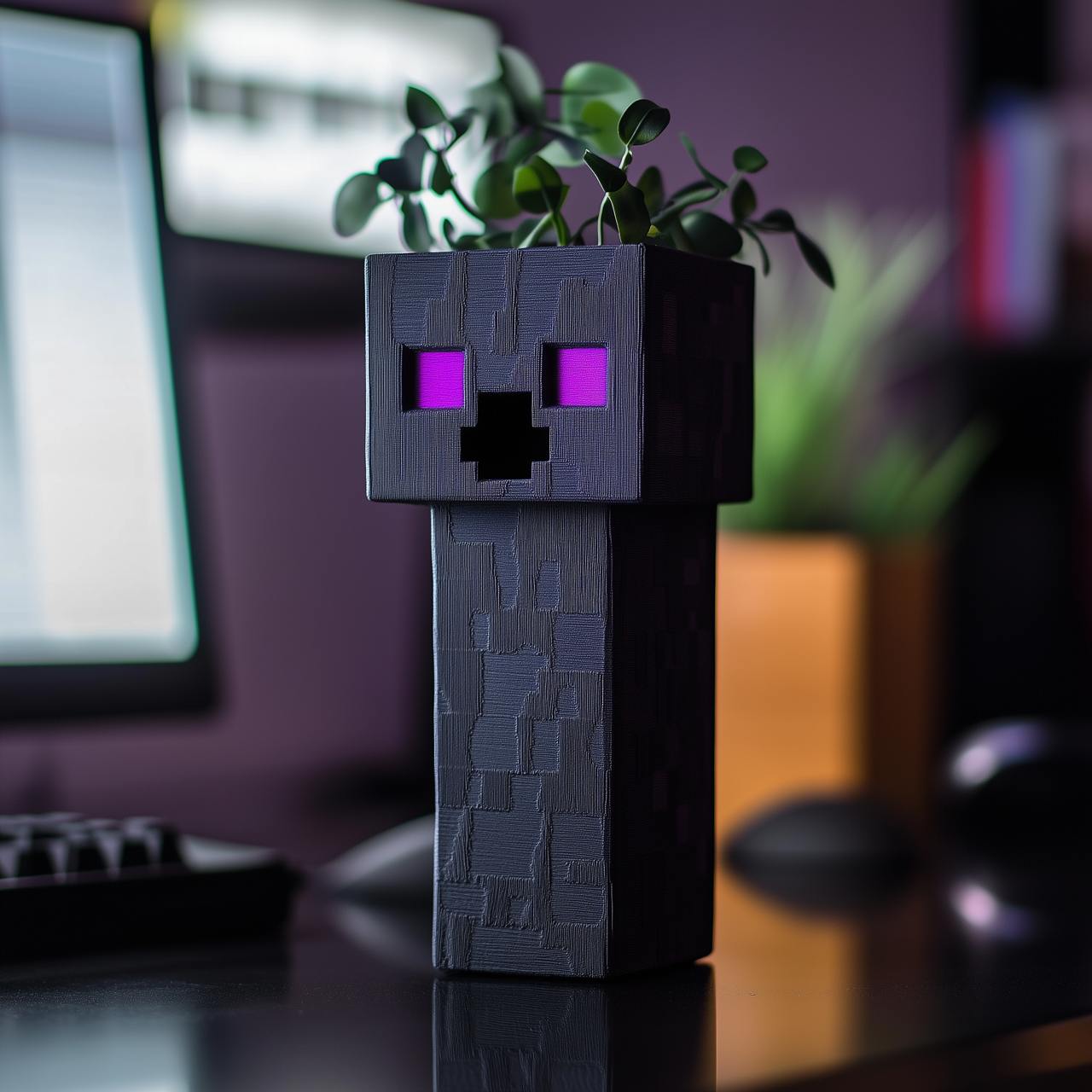 Enderman-Creeper-Inspired Minecraft Desktop Figurine 3D STL Model