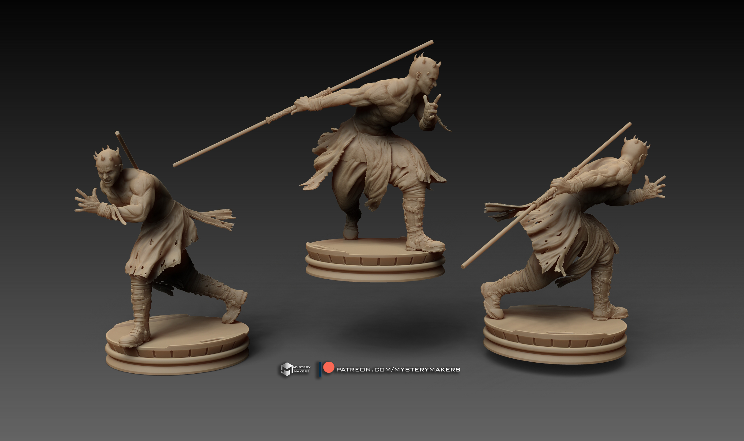 Darth Maul statue 3D STL Model — view 2