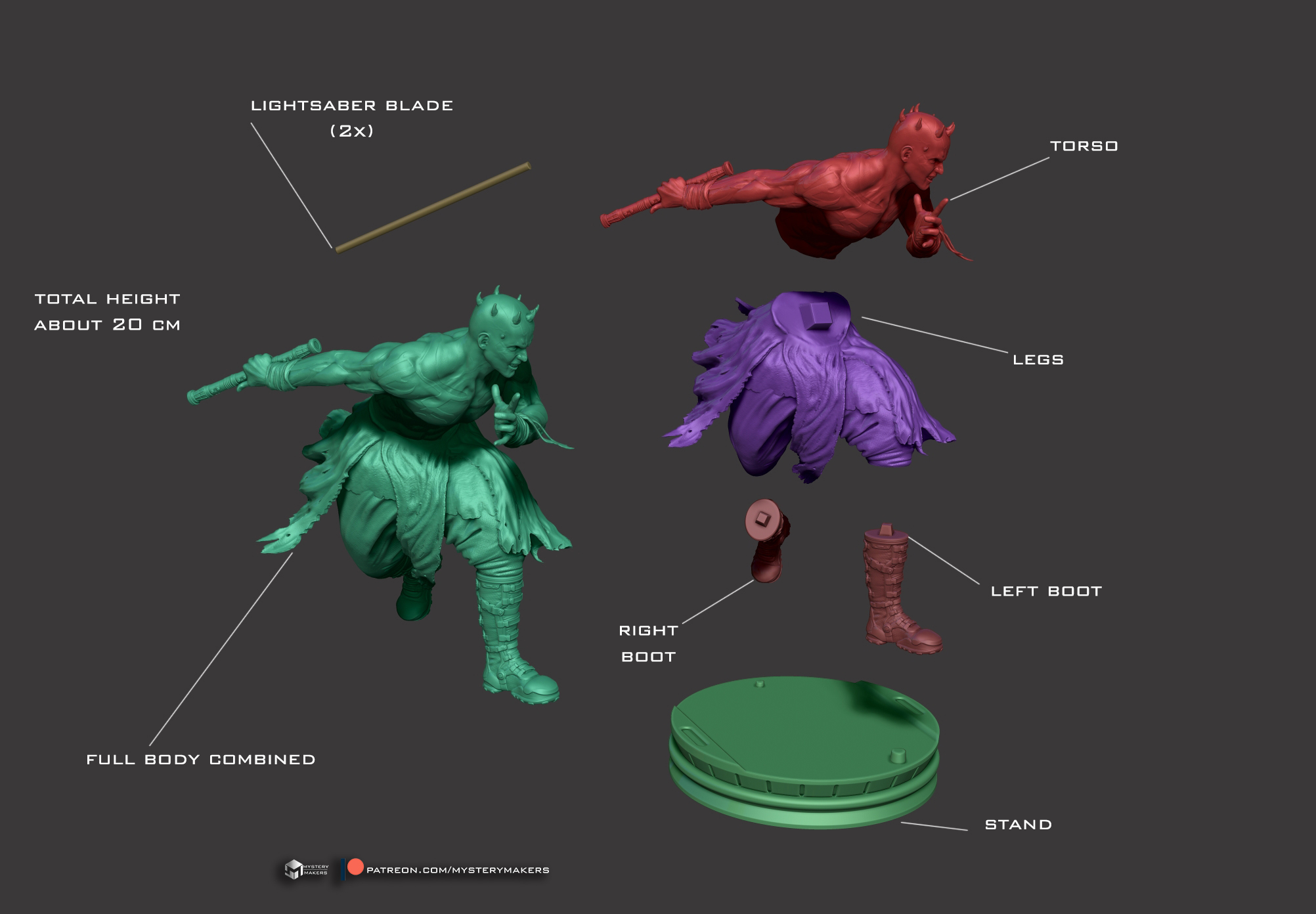 Darth Maul statue 3D STL Model — view 3