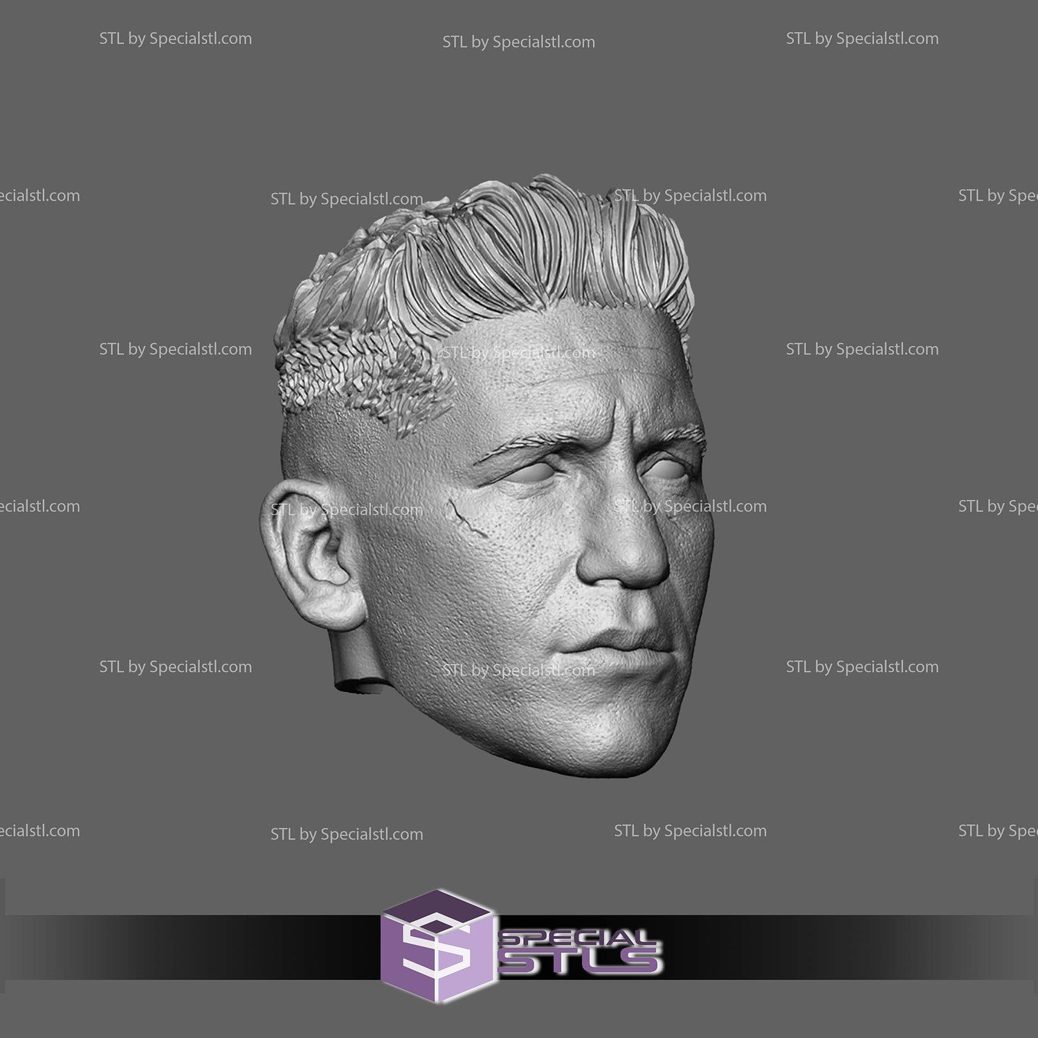 Custom Head STL Punisher Dare Devil Born Again Short 3D Model — view 2
