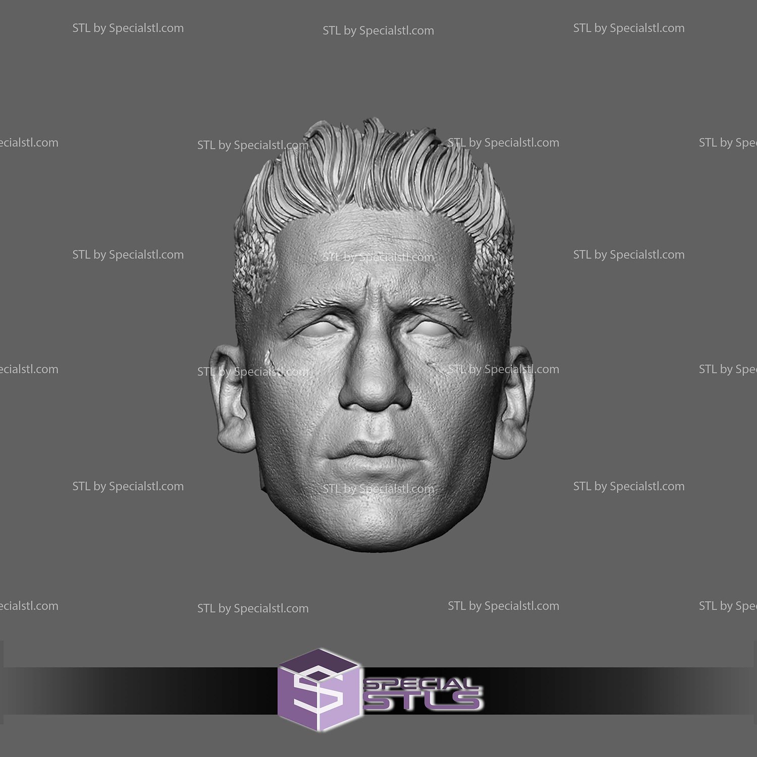 Custom Head STL Punisher Dare Devil Born Again Short 3D Model — view 4
