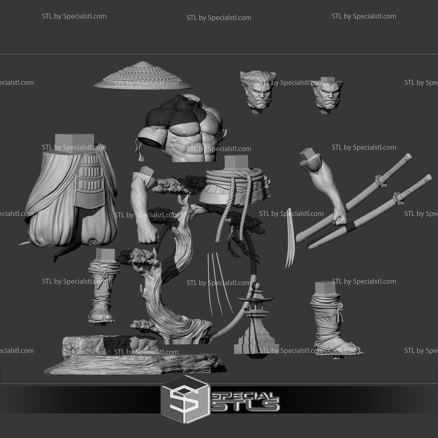 Wolverine Logan Samurai 3D Printing Models STL Model — view 6