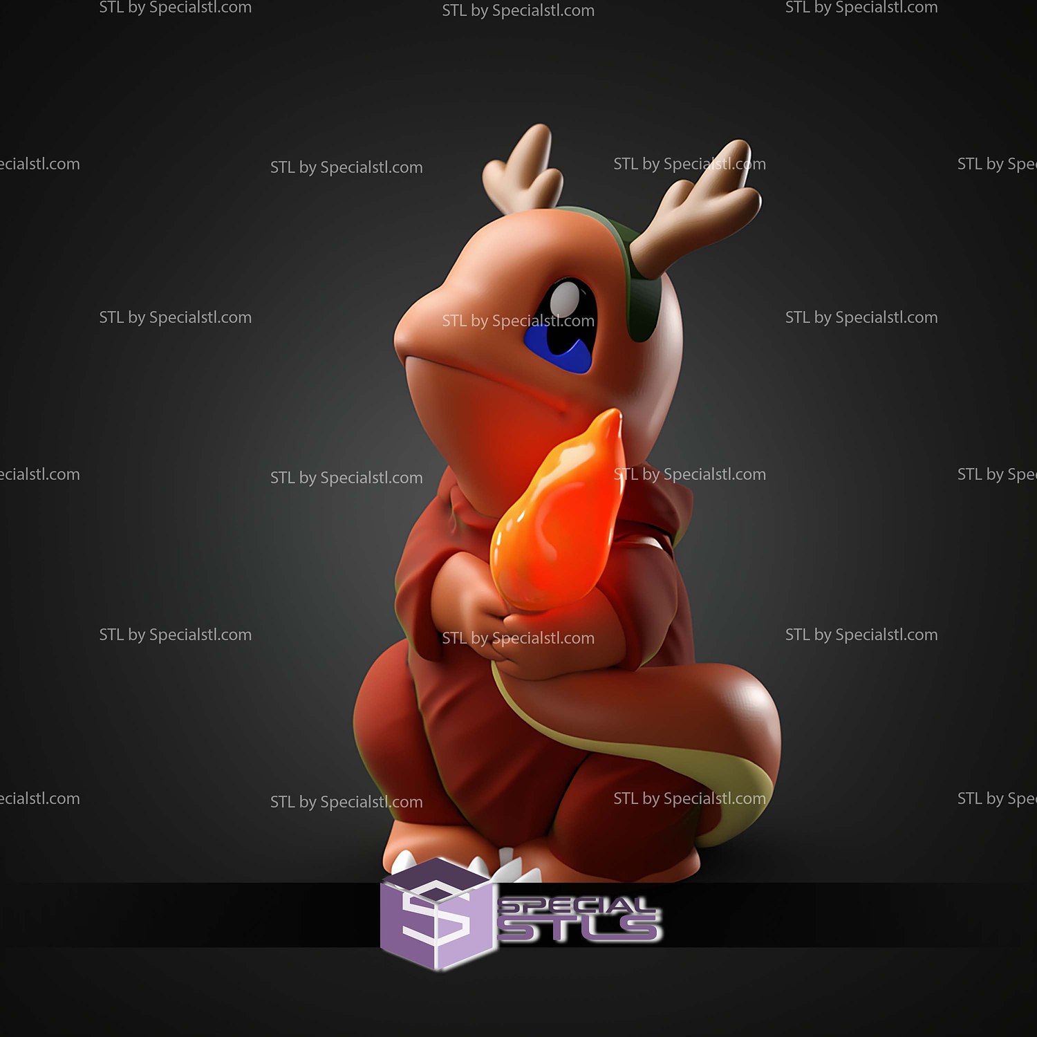 Basic Pokemon Collection Reindeer Charmander 3D STL Model — view 2