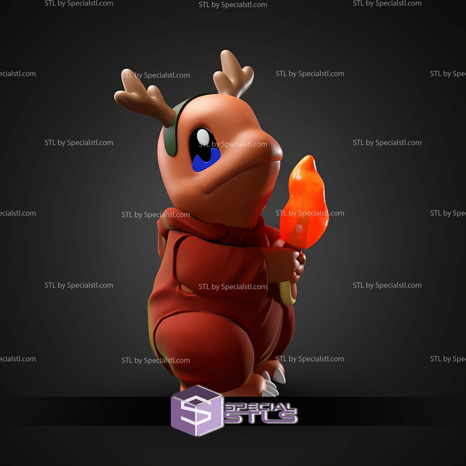 Basic Pokemon Collection Reindeer Charmander 3D STL Model — view 4