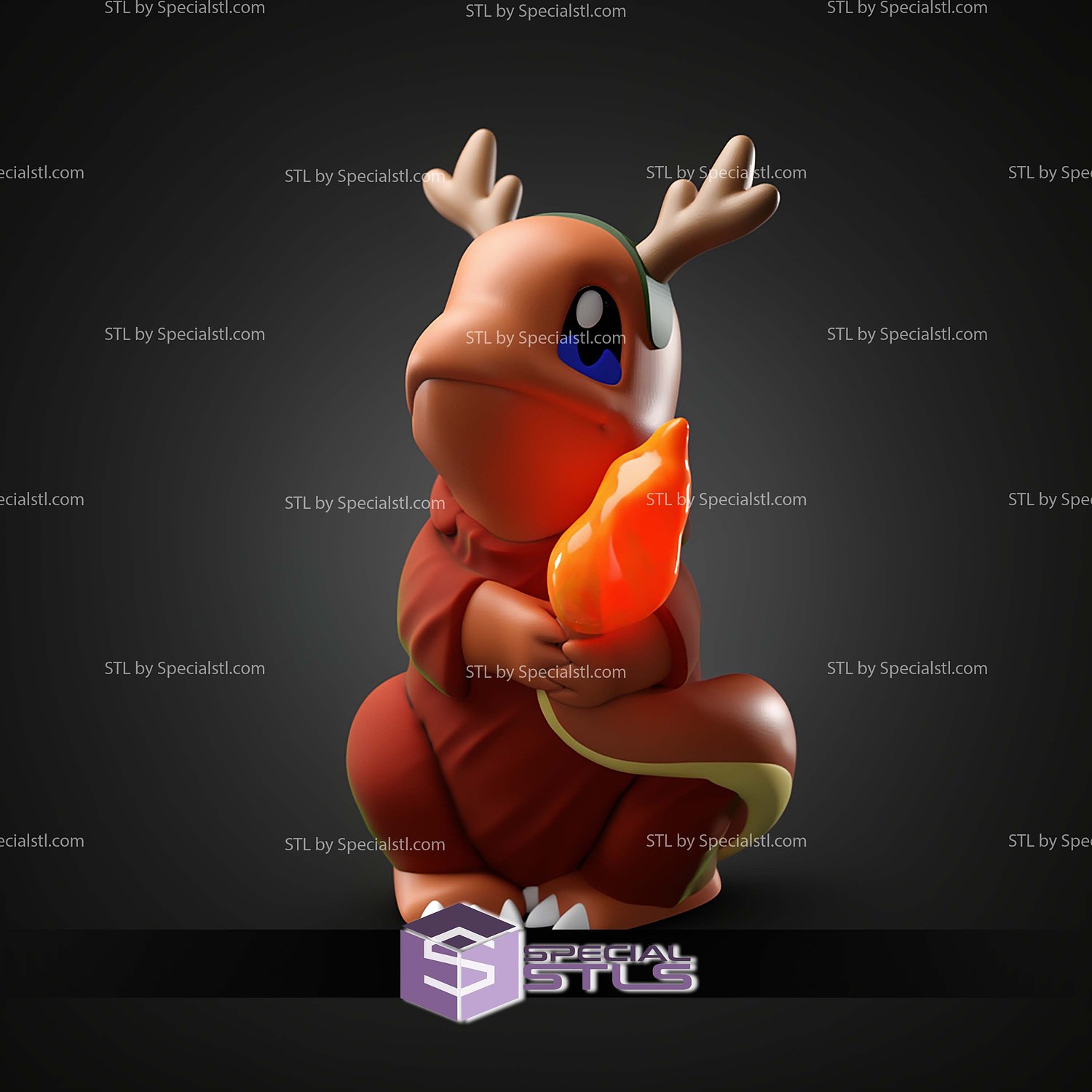 Basic Pokemon Collection Reindeer Charmander 3D STL Model — view 5
