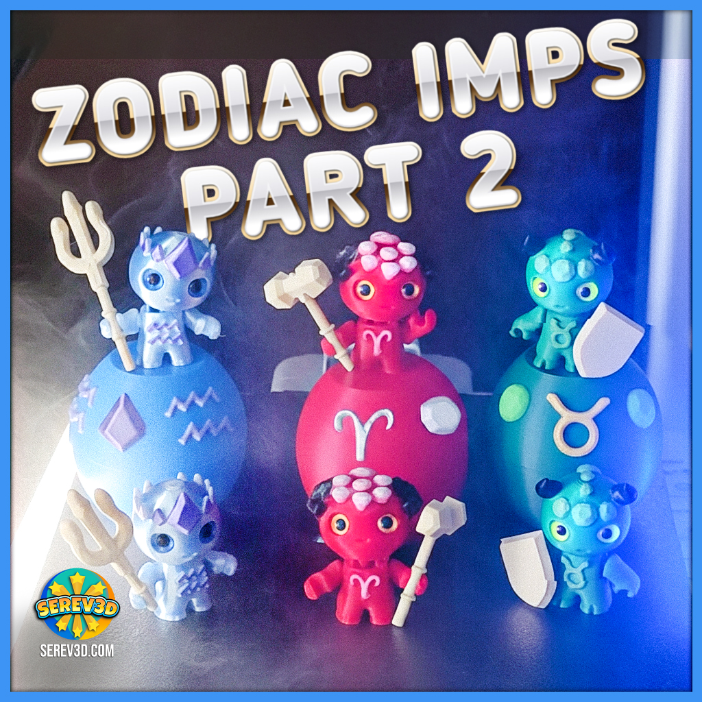 Aries Flexi Imp - Zodiac Imp Collection Part 2 - Keychain & Straw Buddy, No Supports 3D Print STL/3M 3MF Model — view 3