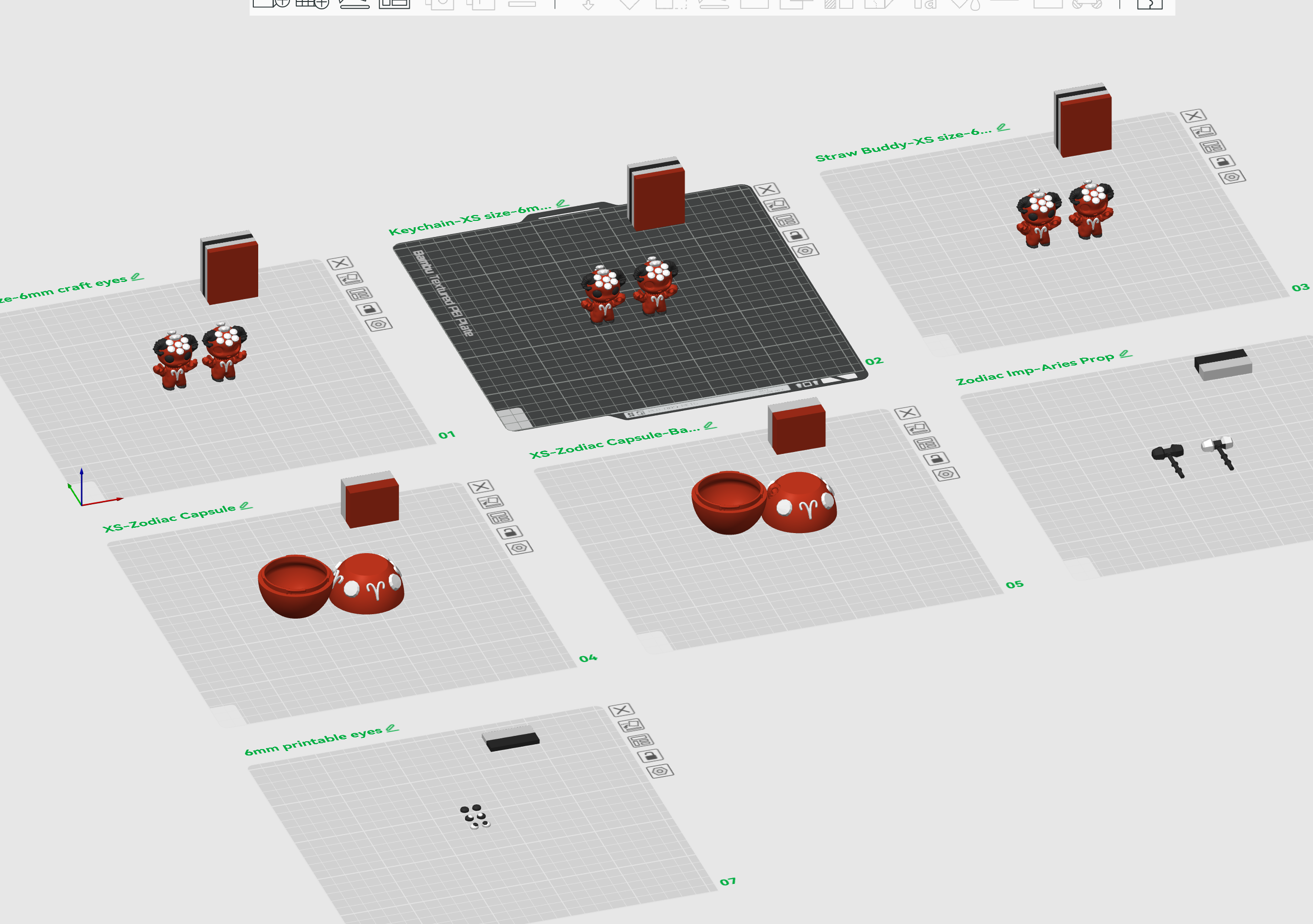 Aries Flexi Imp - Zodiac Imp Collection Part 2 - Keychain & Straw Buddy, No Supports 3D Print STL/3M 3MF Model — view 7