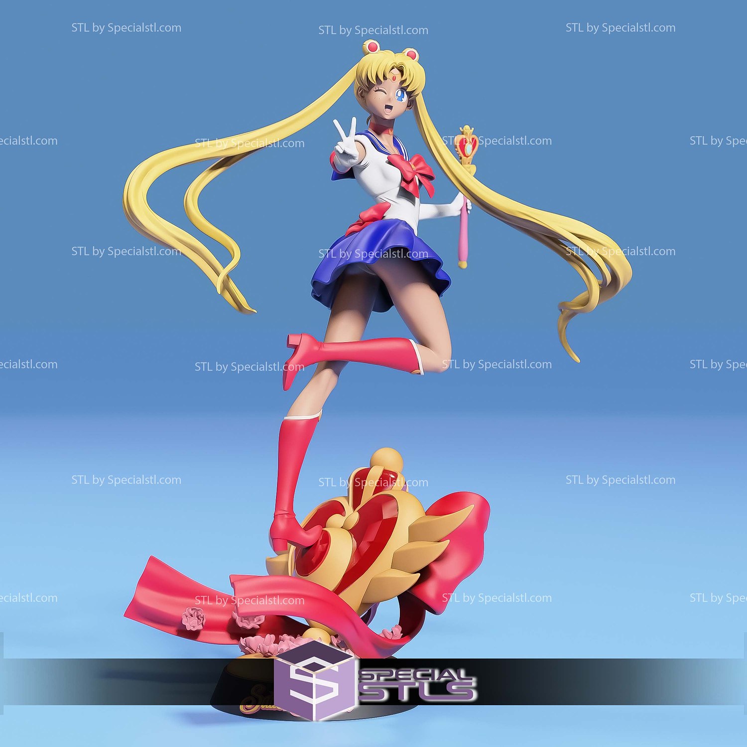 Sailor Moon Spiral Heart Moon Rod 3D Printer Files STL Model — view 2