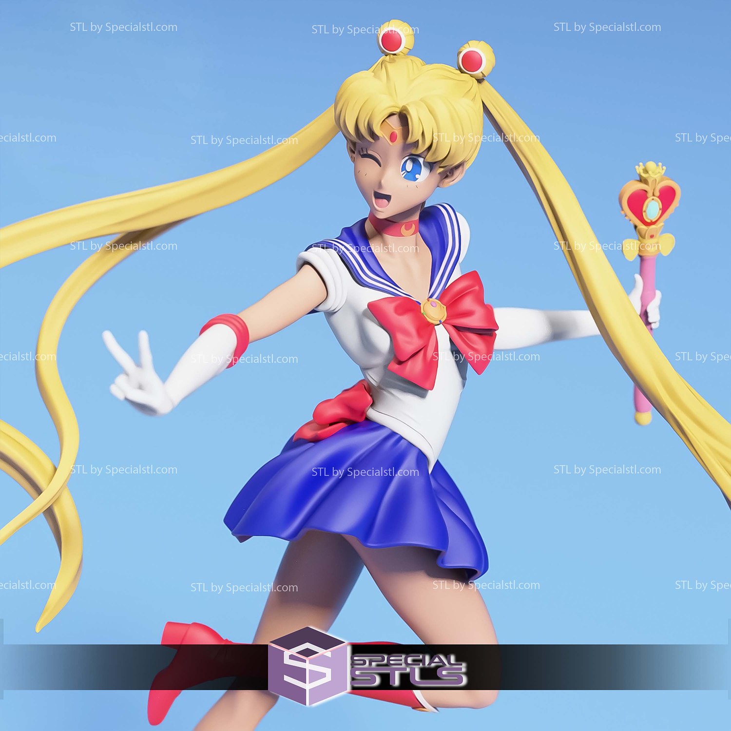 Sailor Moon Spiral Heart Moon Rod 3D Printer Files STL Model — view 3