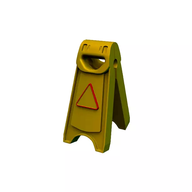 Caution Wet Floor X - Board Game Miniature STL 3D Model