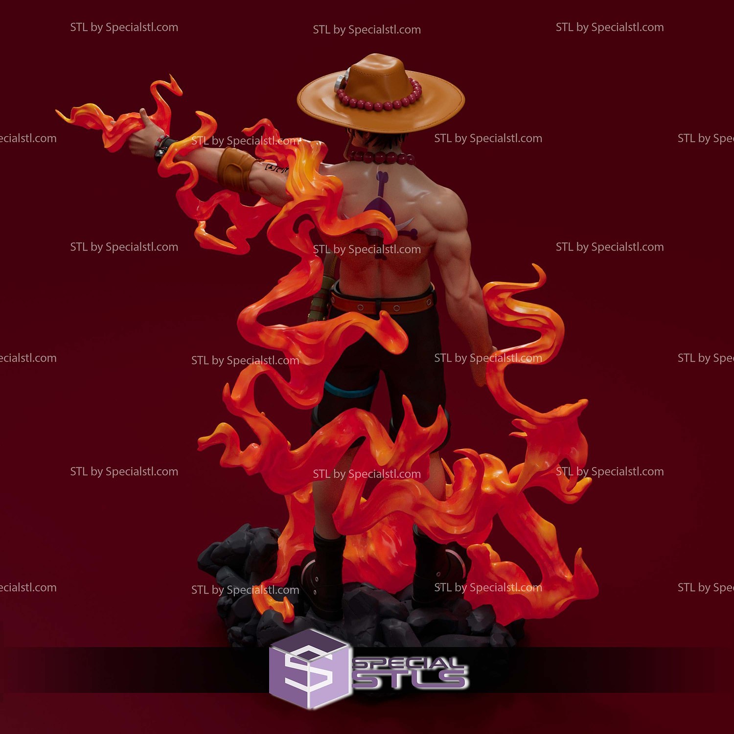 Portgas D Ace Fire Surround 3D Printer Files STL Model — view 2