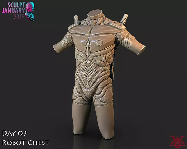 Sci Fi Robot Torso Timelapse and Model 3D ZTL Model