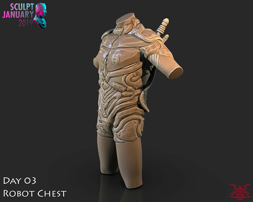 Sci Fi Robot Torso Timelapse and Model 3D ZTL Model — view 2