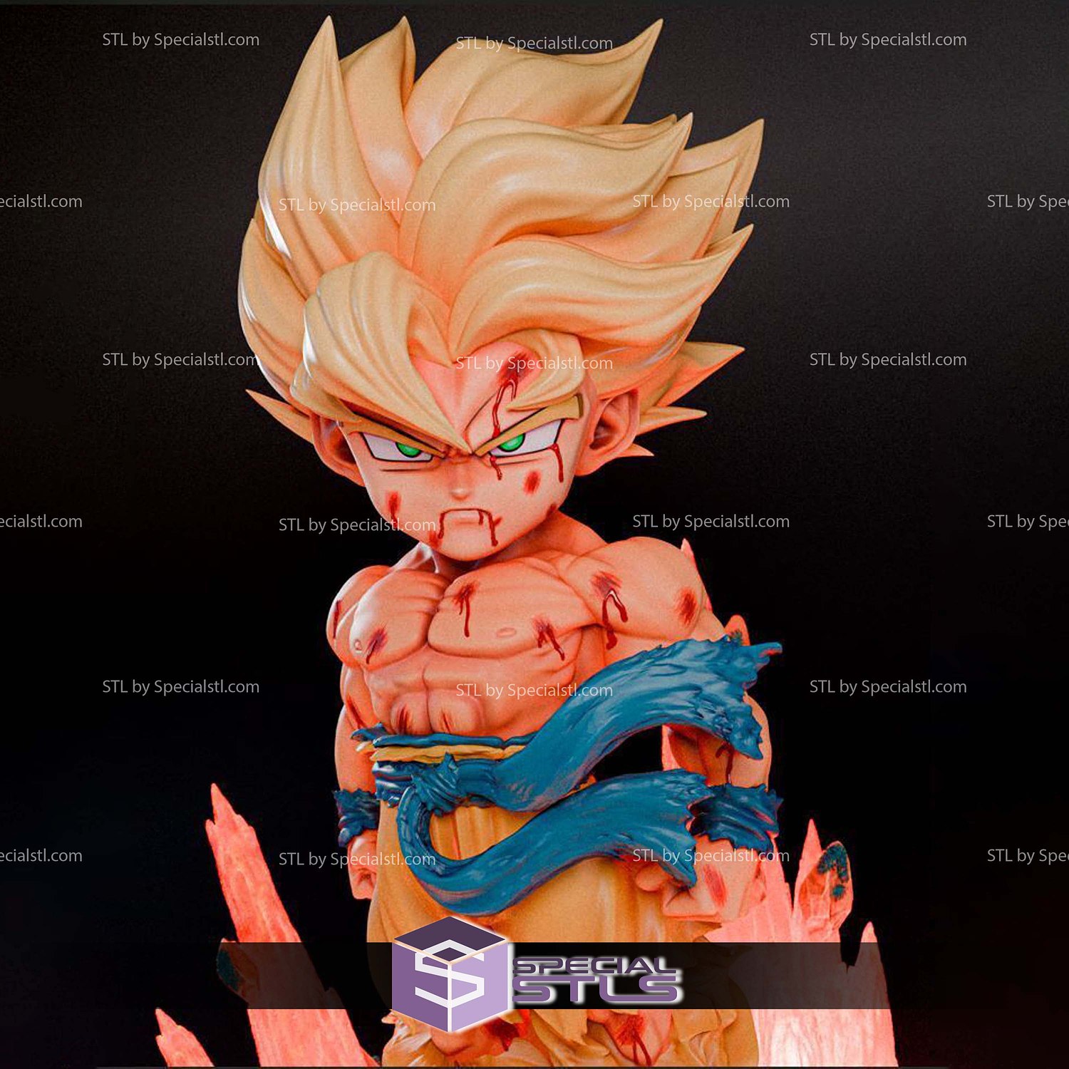 Goku Namek SSJ Chibi 3D Printer Files STL Model — view 2