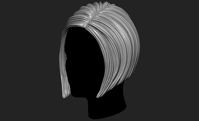 Female 3D Hair Model OBJ STL Model