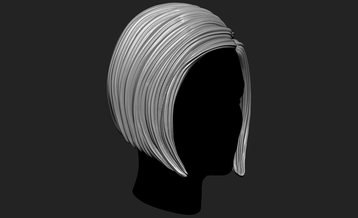 Female 3D Hair Model OBJ STL Model — view 2