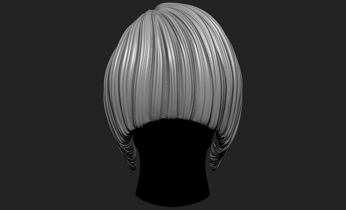 Female 3D Hair Model OBJ STL Model — view 5