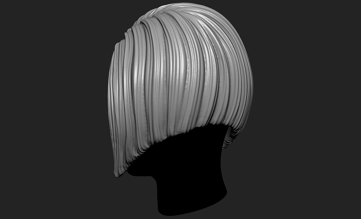 Female 3D Hair Model OBJ STL Model — view 6
