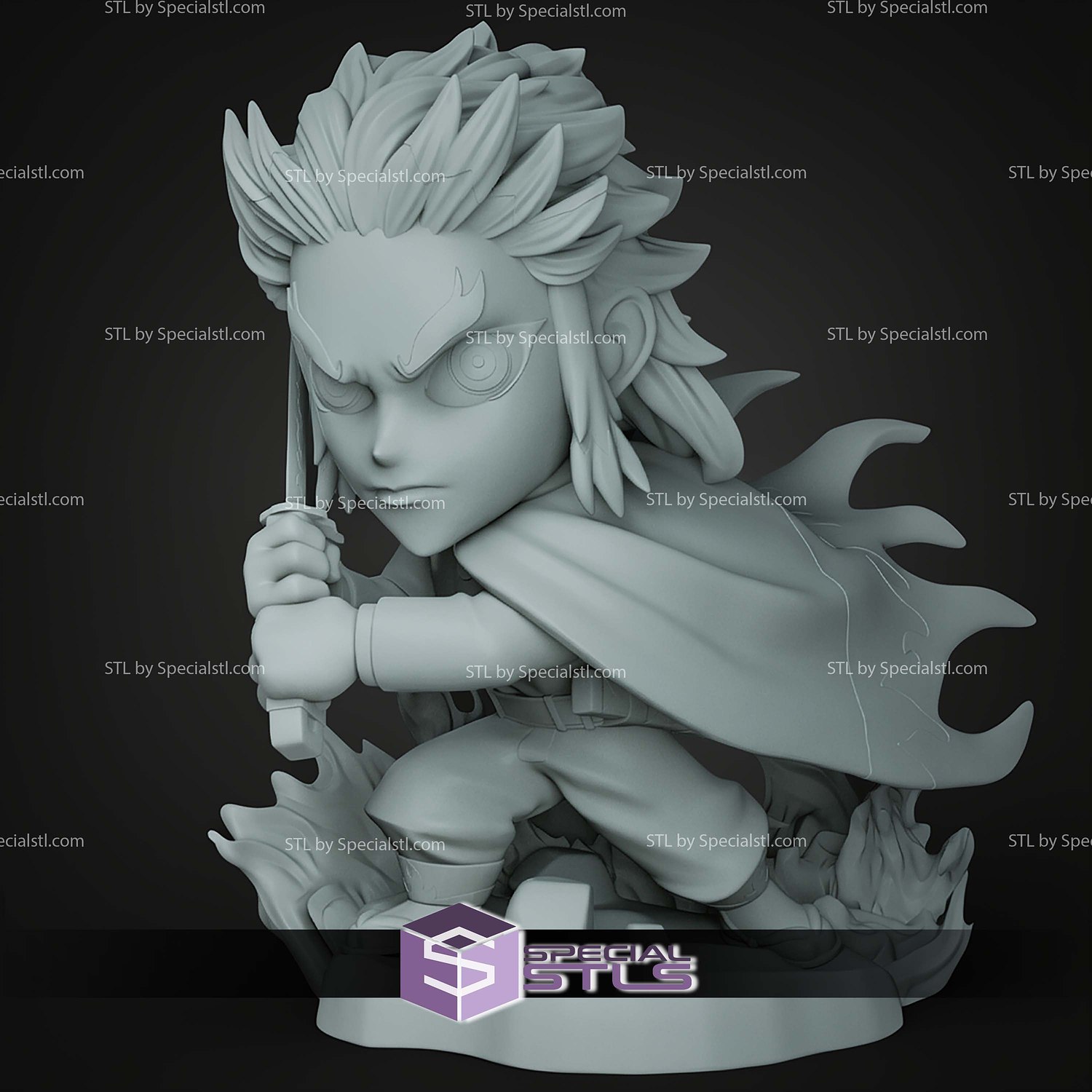 Chibi STL Collection Rengoku Fire 3D Model — view 2