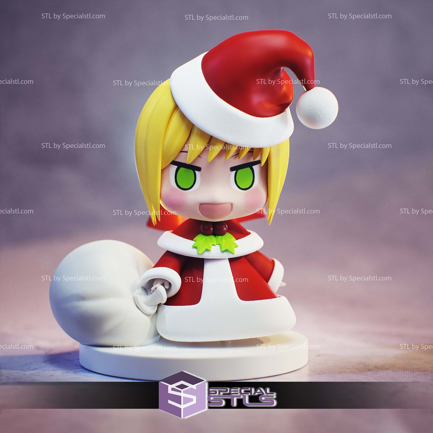 Nero Claudius Chibi Chirstmas Sculptures 3D Printing STL Model — view 2