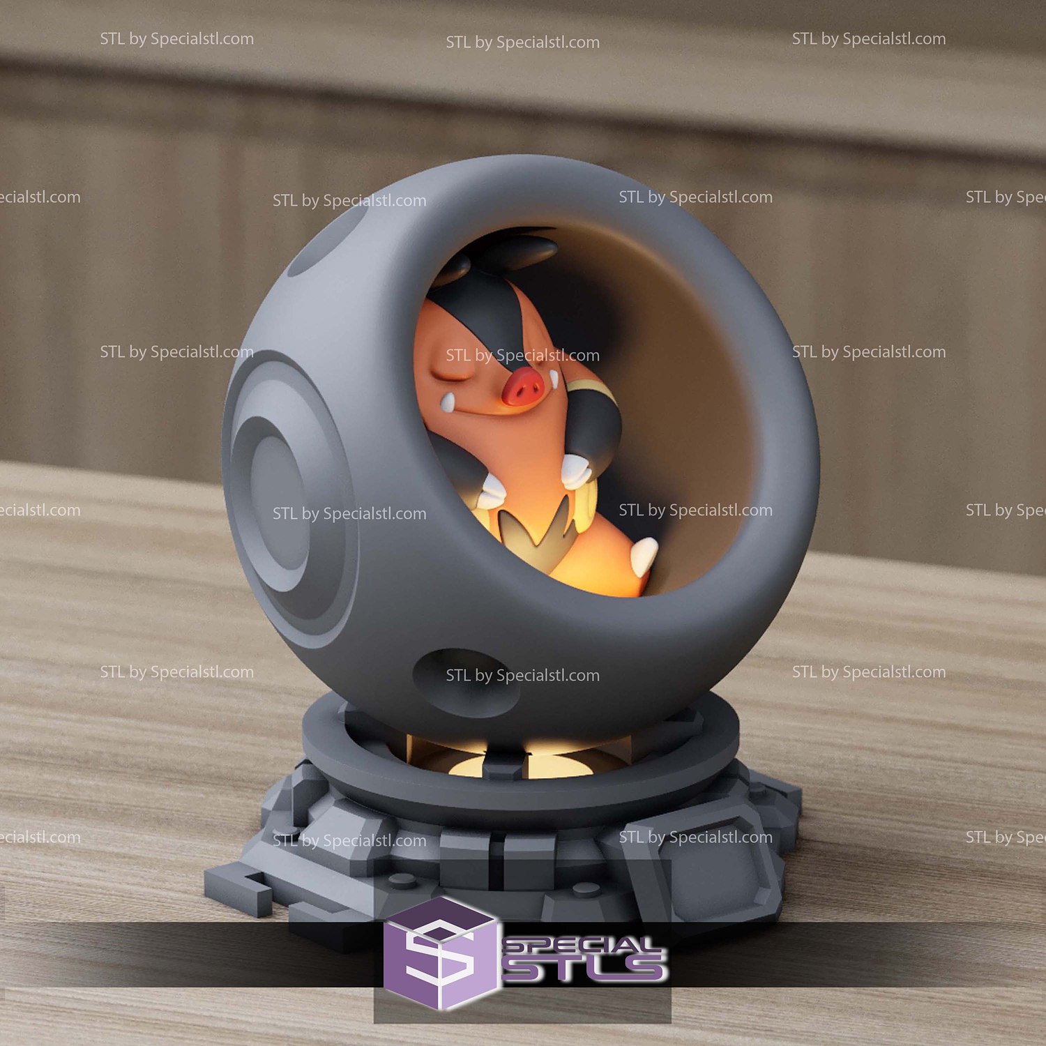 Super Basic Pokemon STL Pignite Healing Machine 3D Model — view 2
