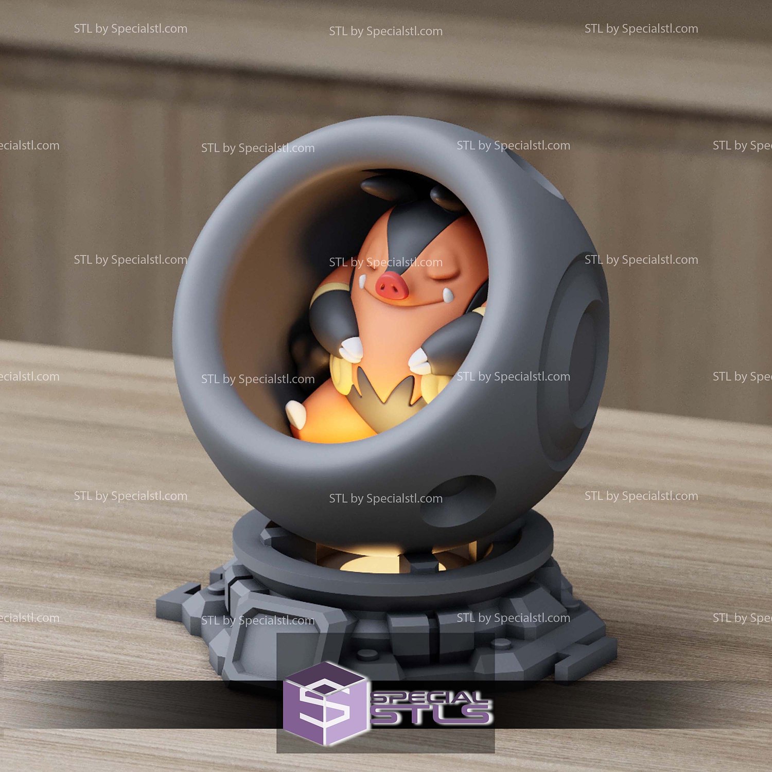 Super Basic Pokemon STL Pignite Healing Machine 3D Model — view 3
