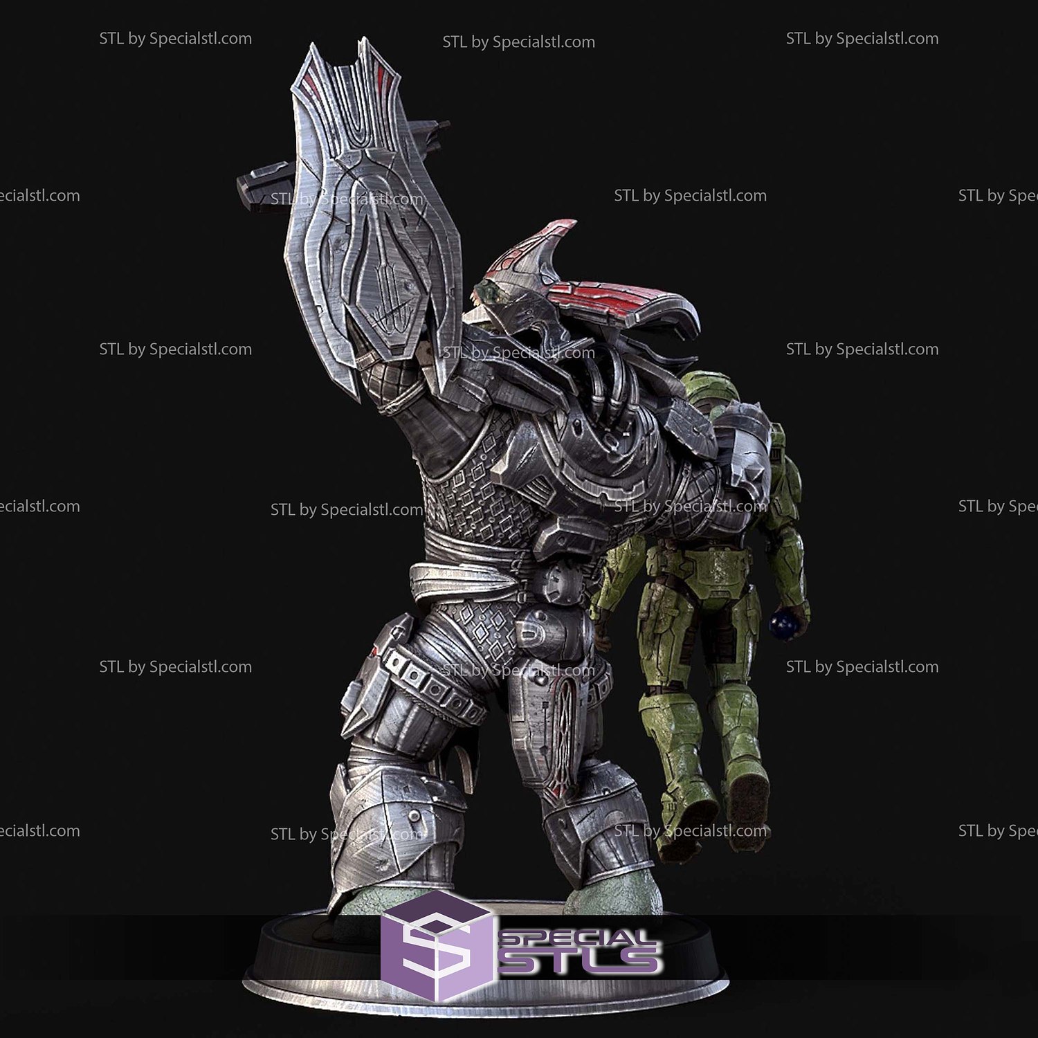 Brute Chieftain and Master Chief STL Files 3D Model — view 5