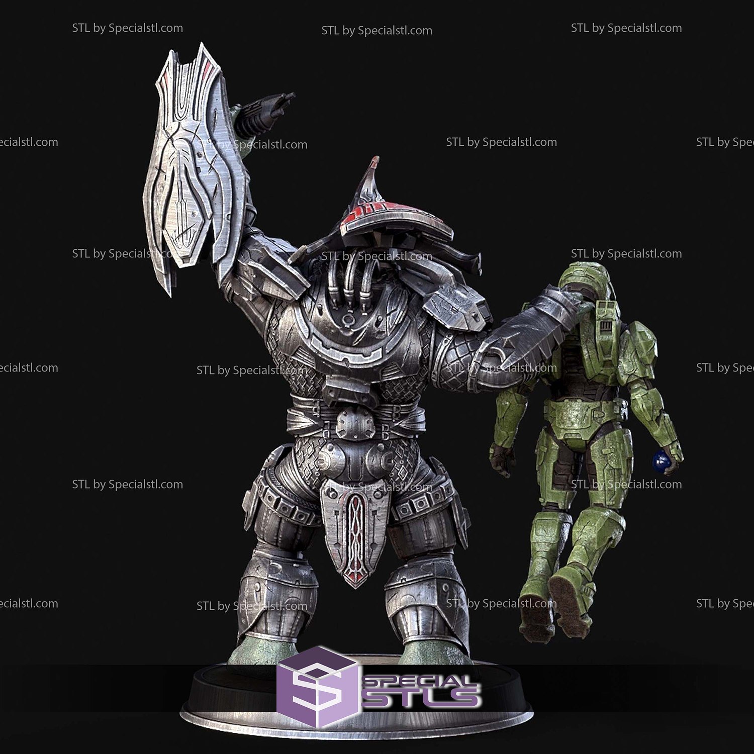 Brute Chieftain and Master Chief STL Files 3D Model — view 6